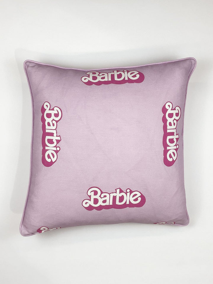 80s barbie logo throw pillow lavender