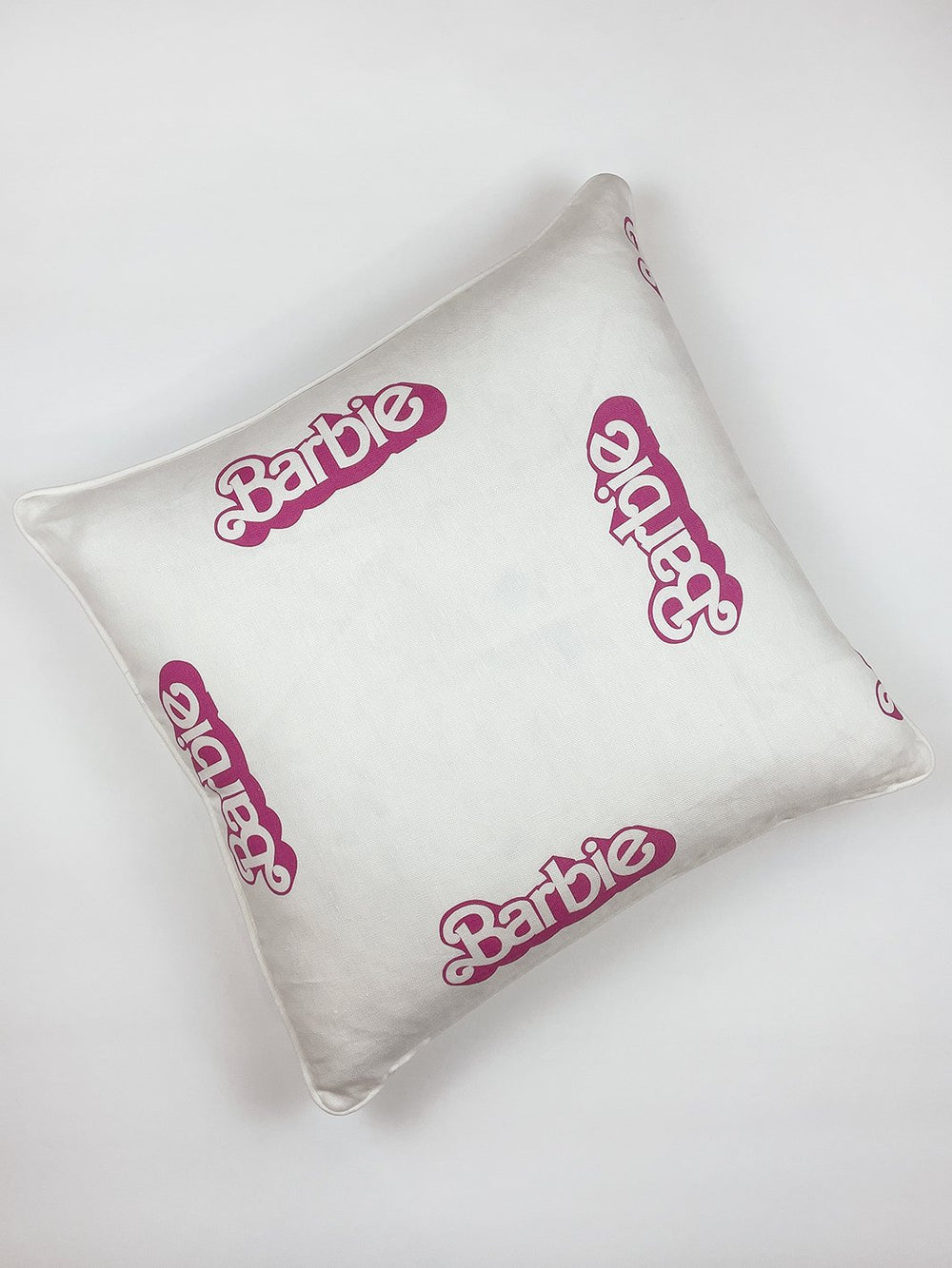 80s barbie logo throw pillow white