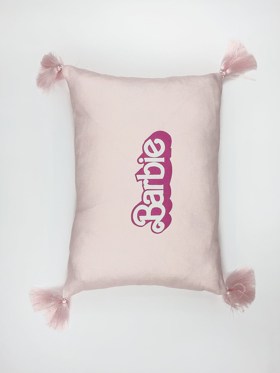 80s barbie logo lumbar pillow pink