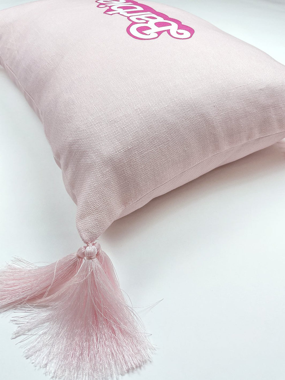 80s barbie logo lumbar pillow pink