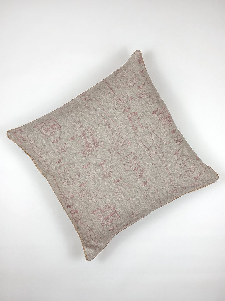 barbie blueprint throw pillow ballet slipper on flax linen