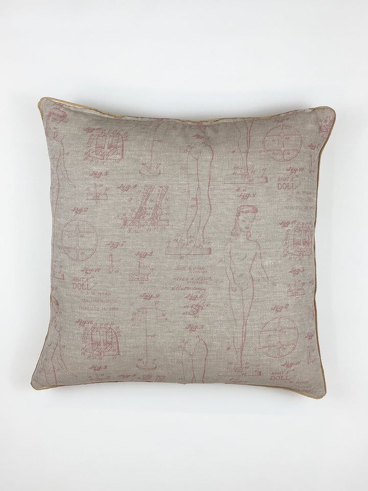 barbie blueprint throw pillow ballet slipper on flax linen