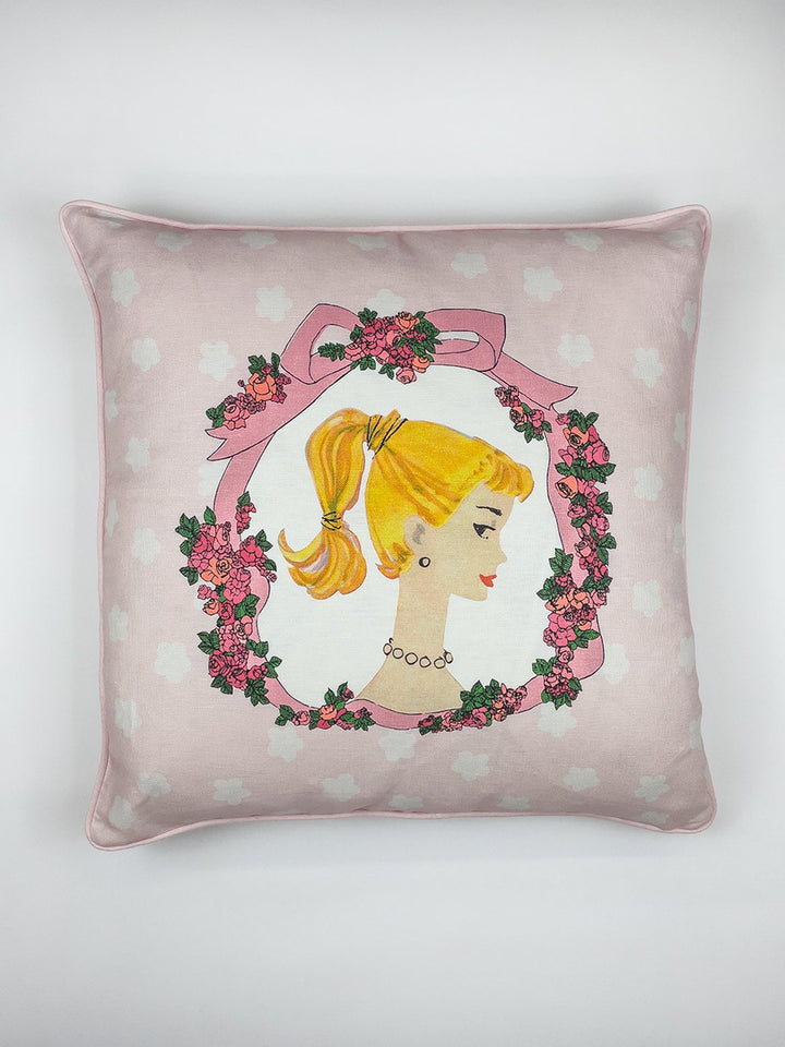 barbie cameo throw pillow pink