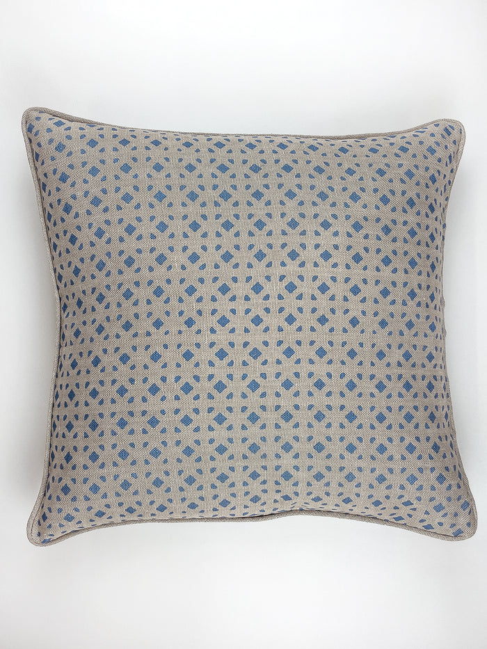 'Barbie™ Dreamhouse Breezeblocks' Throw Pillow - Blue on Flax Linen