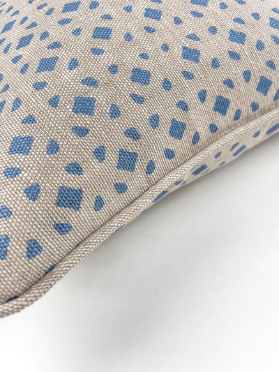 'Barbie™ Dreamhouse Breezeblocks' Throw Pillow - Blue on Flax Linen