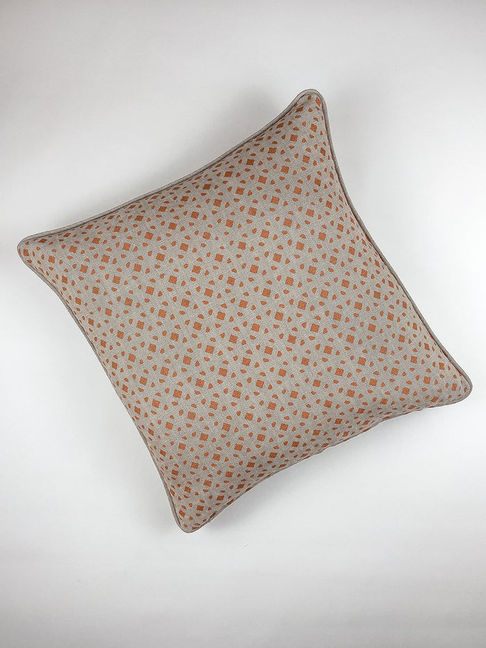 'Barbie™ Dreamhouse Breezeblocks' Throw Pillow - Orange on Flax Linen