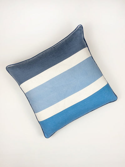 'Ombre Stripe' Throw Pillow - Blue on Linen