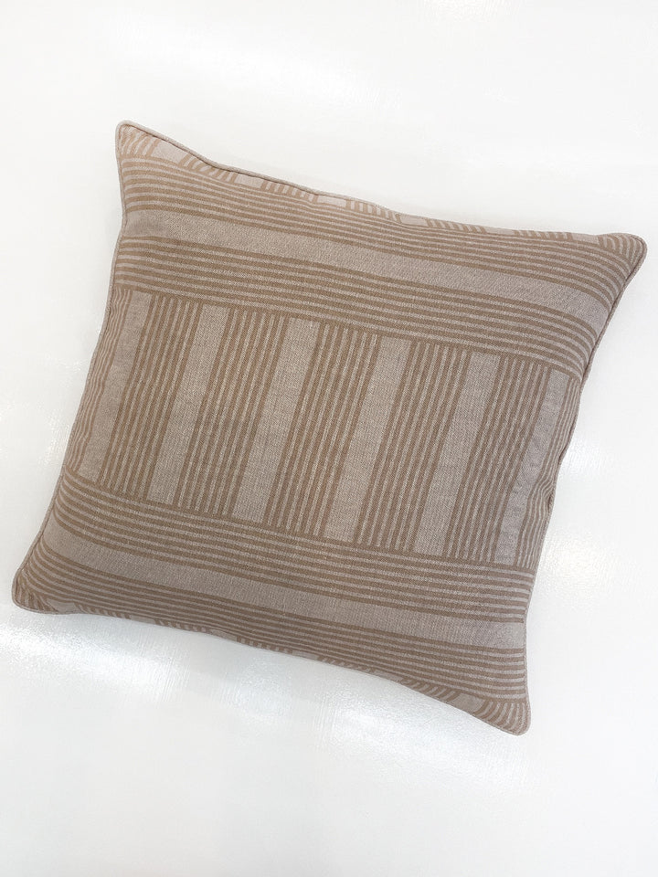 roman holiday grid throw pillow by barbie taupe