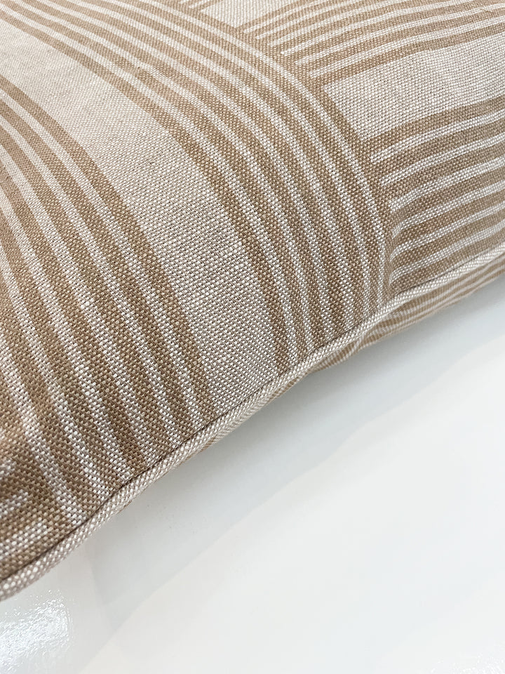 roman holiday grid throw pillow by barbie taupe
