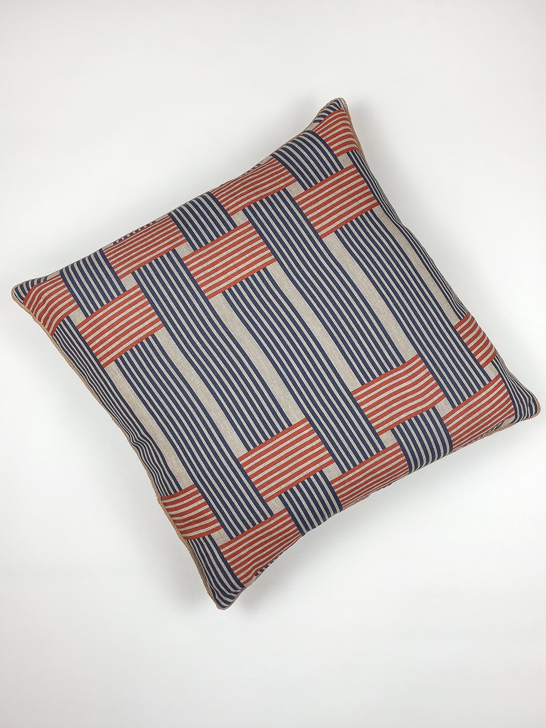 roman holiday woven throw pillow by barbie navy and red
