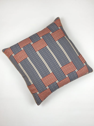 roman holiday woven throw pillow by barbie navy and red