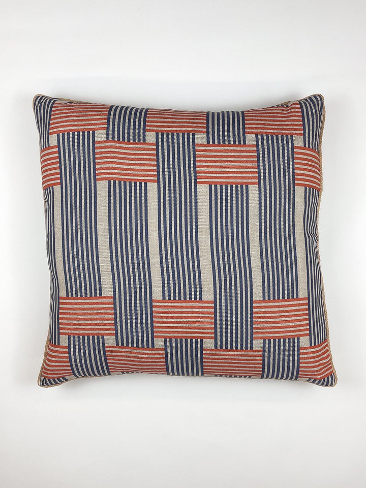 roman holiday woven throw pillow by barbie navy and red
