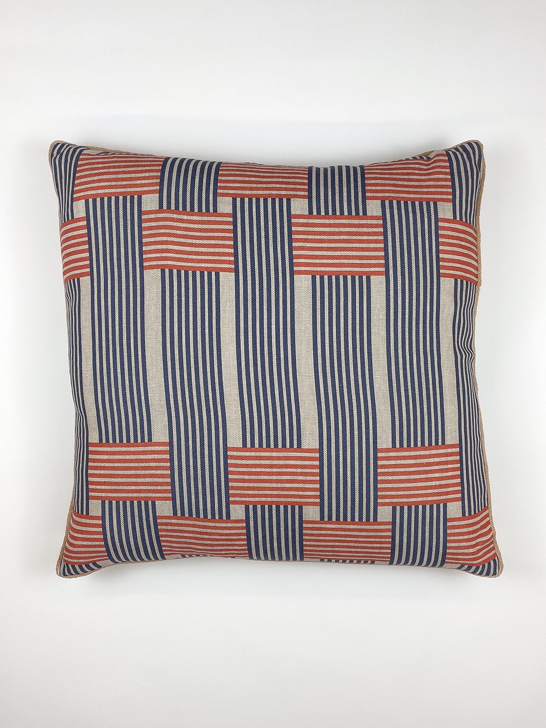 roman holiday woven throw pillow by barbie navy and red