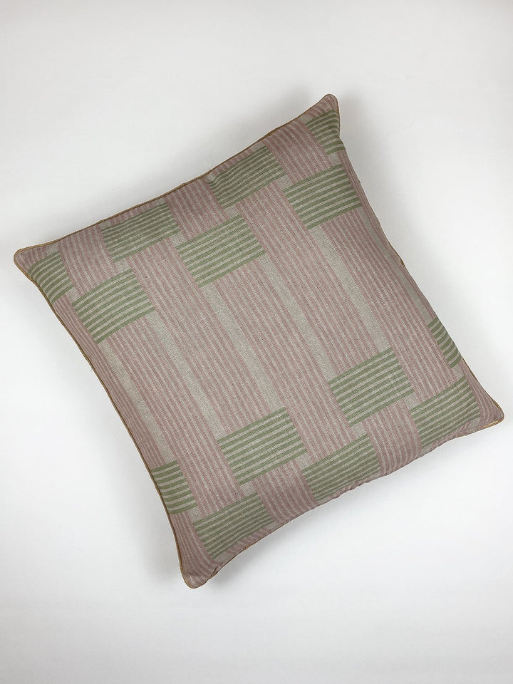 roman holiday woven throw pillow by barbie pink and green