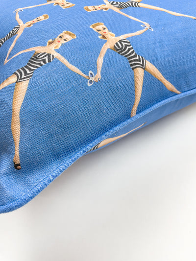 fabric by the yard synchronized vintage barbie blue