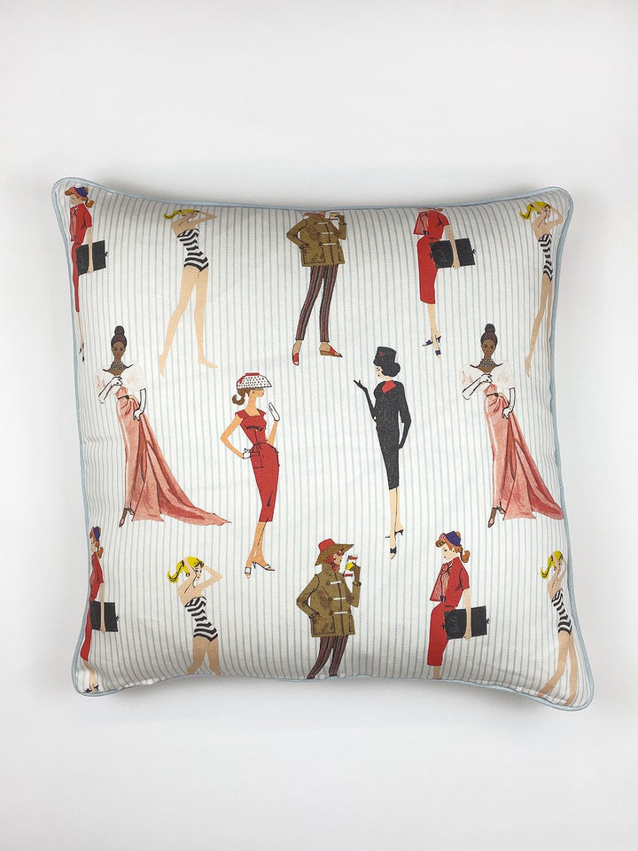 vintage pinstripe throw pillow by barbie pale blue