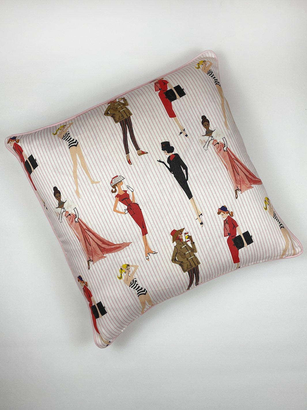 'Vintage Pinstripe' Throw Pillow by Barbie™ - Pink
