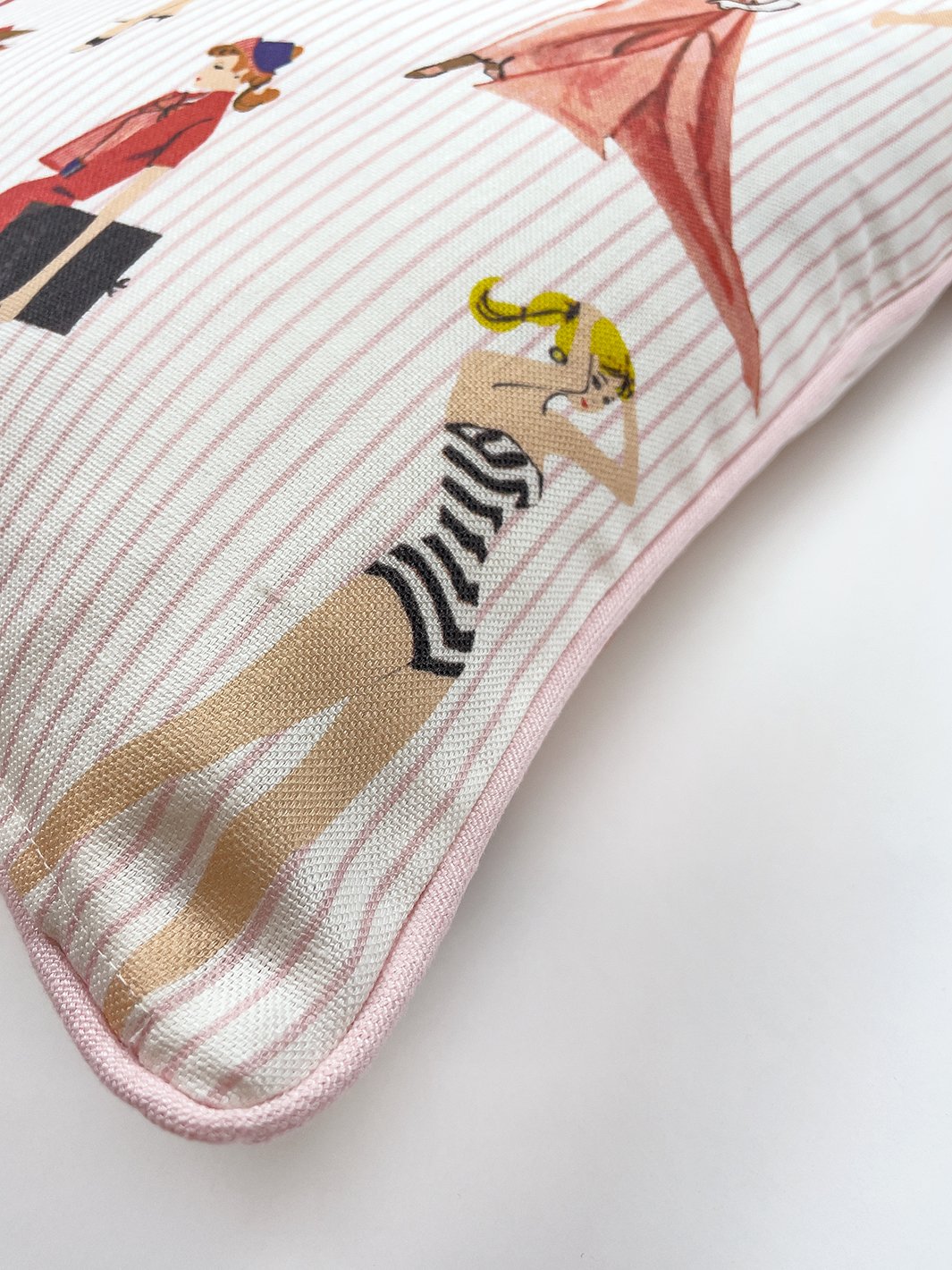 vintage pinstripe throw pillow by barbie pink