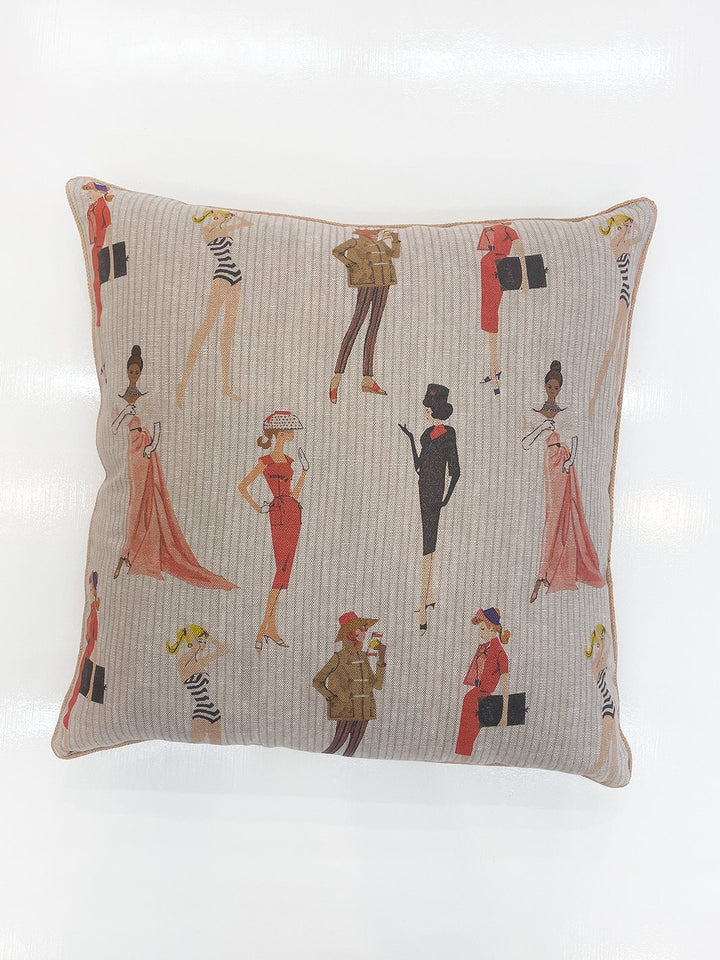 vintage pinstripe throw pillow by barbie sand on flax linen