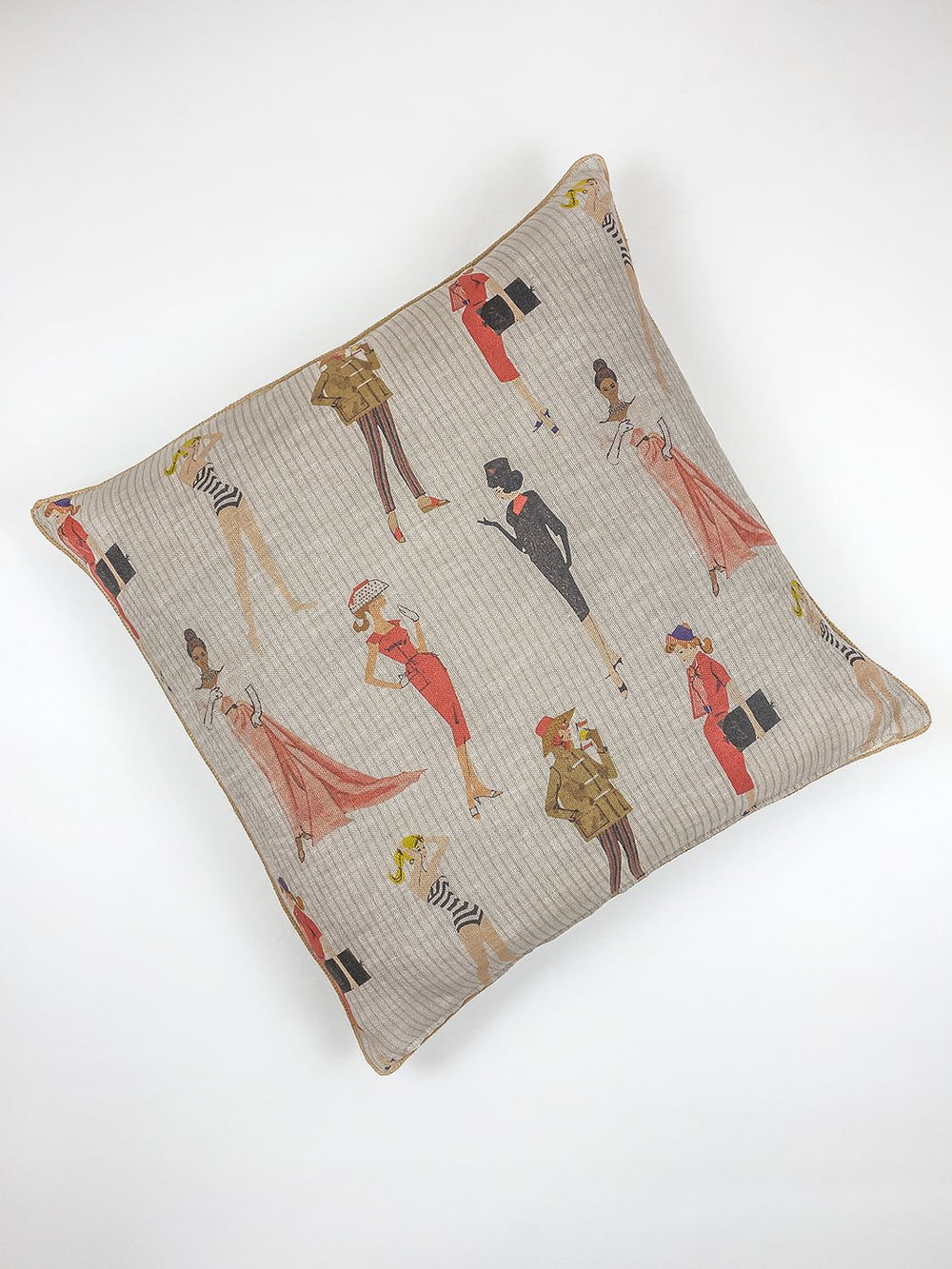 vintage pinstripe throw pillow by barbie sand on flax linen