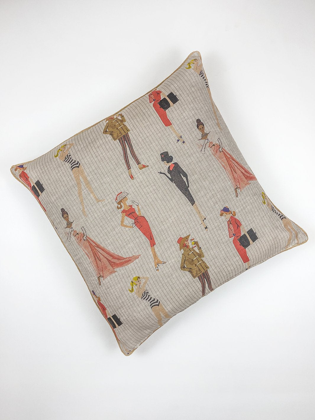 vintage pinstripe throw pillow by barbie sand on flax linen