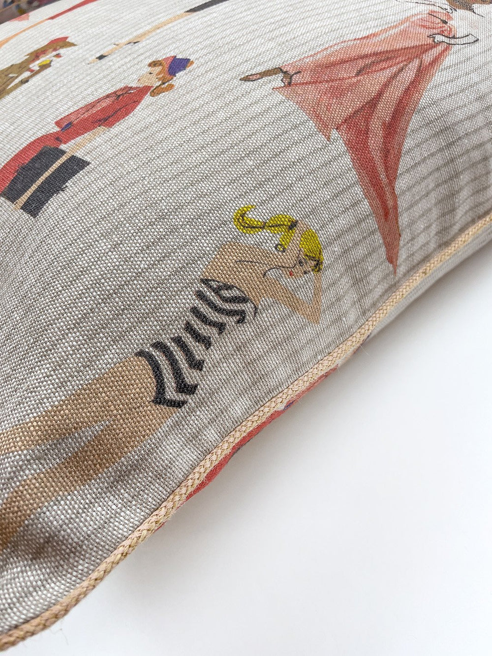 vintage pinstripe throw pillow by barbie sand on flax linen