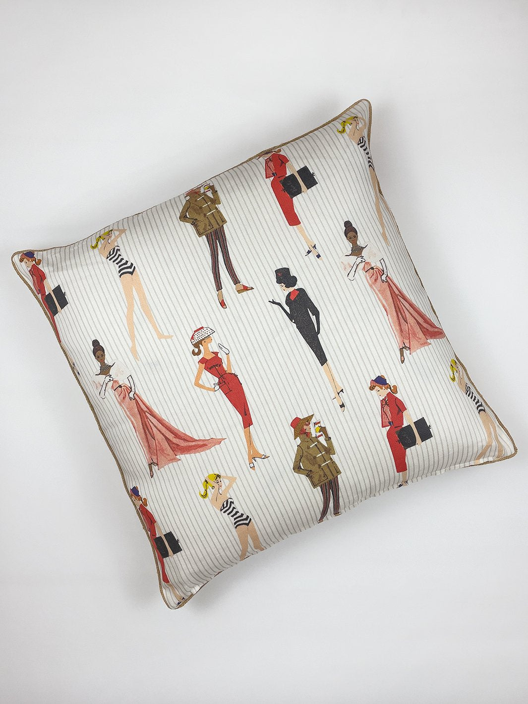 'Vintage Pinstripe' Throw Pillow by Barbie™ - Sand