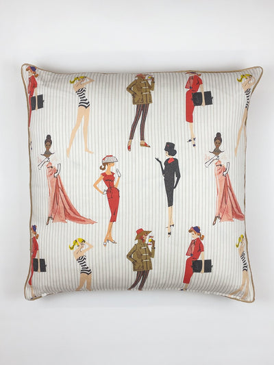 'Vintage Pinstripe' Throw Pillow by Barbie™ - Sand