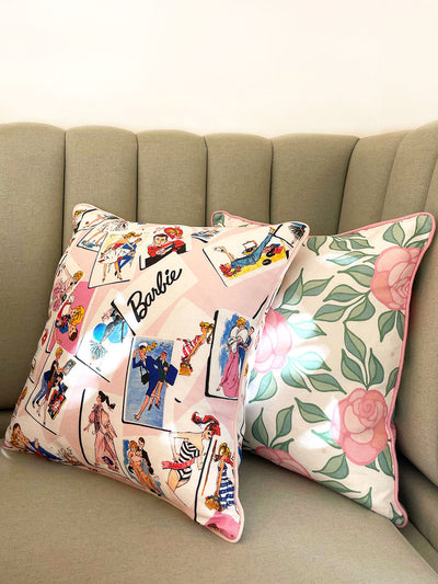 fabric by the yard barbie trading cards pink