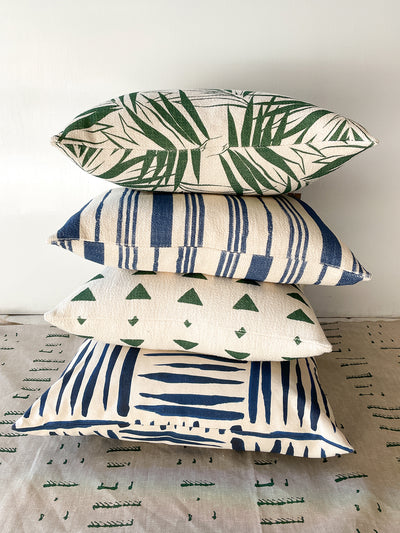 'Painted Stripes' Throw Pillow by Nathan Turner - Blue on California Cotton