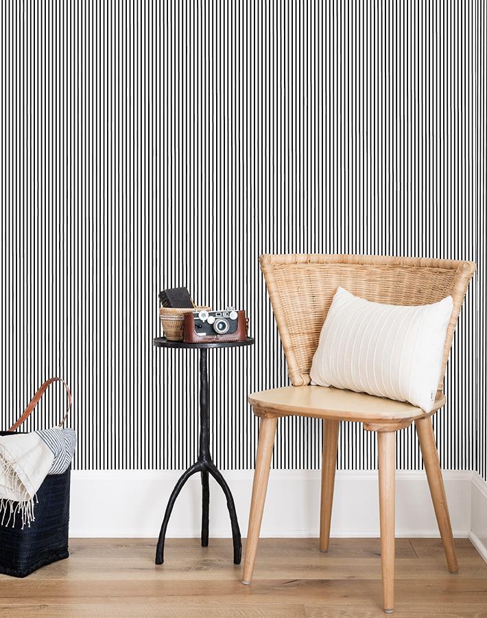 'Pinstripe' Wallpaper by Sugar Paper - Black