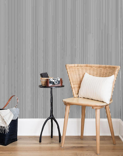 'Pinstripe' Wallpaper by Sugar Paper - Black