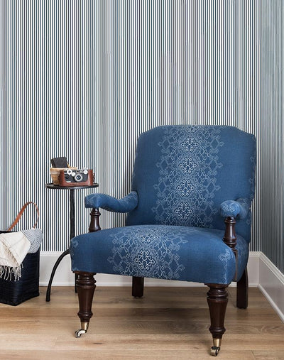 'Pinstripe' Wallpaper by Sugar Paper - Navy