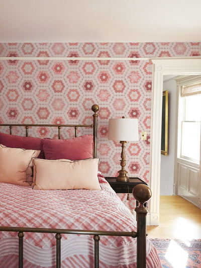 'Pinwheel Quilt' Wallpaper by Chris Benz - Antique Pink