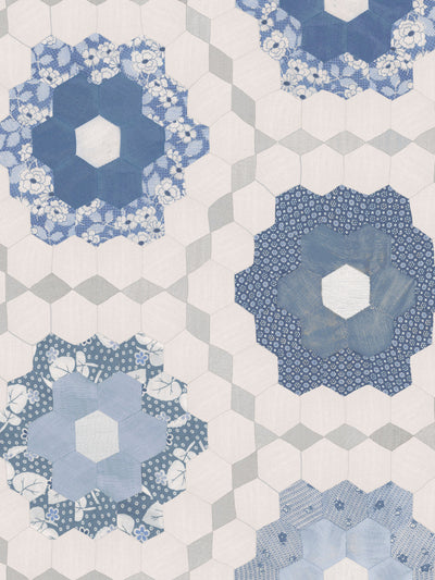 'Pinwheel Quilt' Wallpaper by Chris Benz - Blue