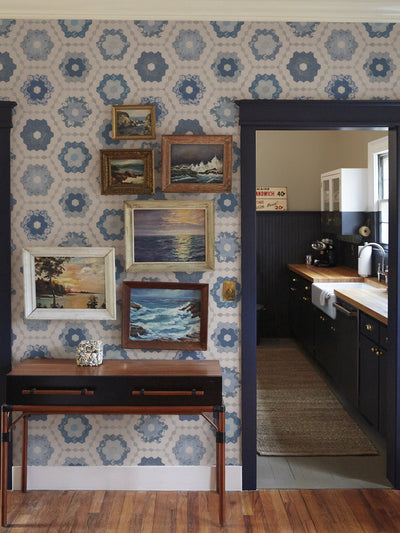 pinwheel quilt wallpaper chris benz blue