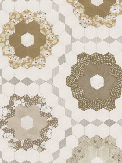 'Pinwheel Quilt' Wallpaper by Chris Benz - Brown