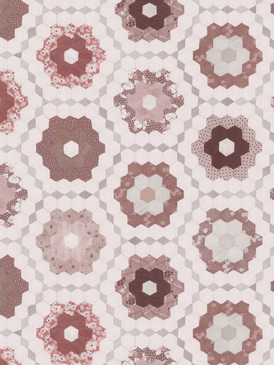 'Pinwheel Quilt' Wallpaper by Chris Benz - Port Wine