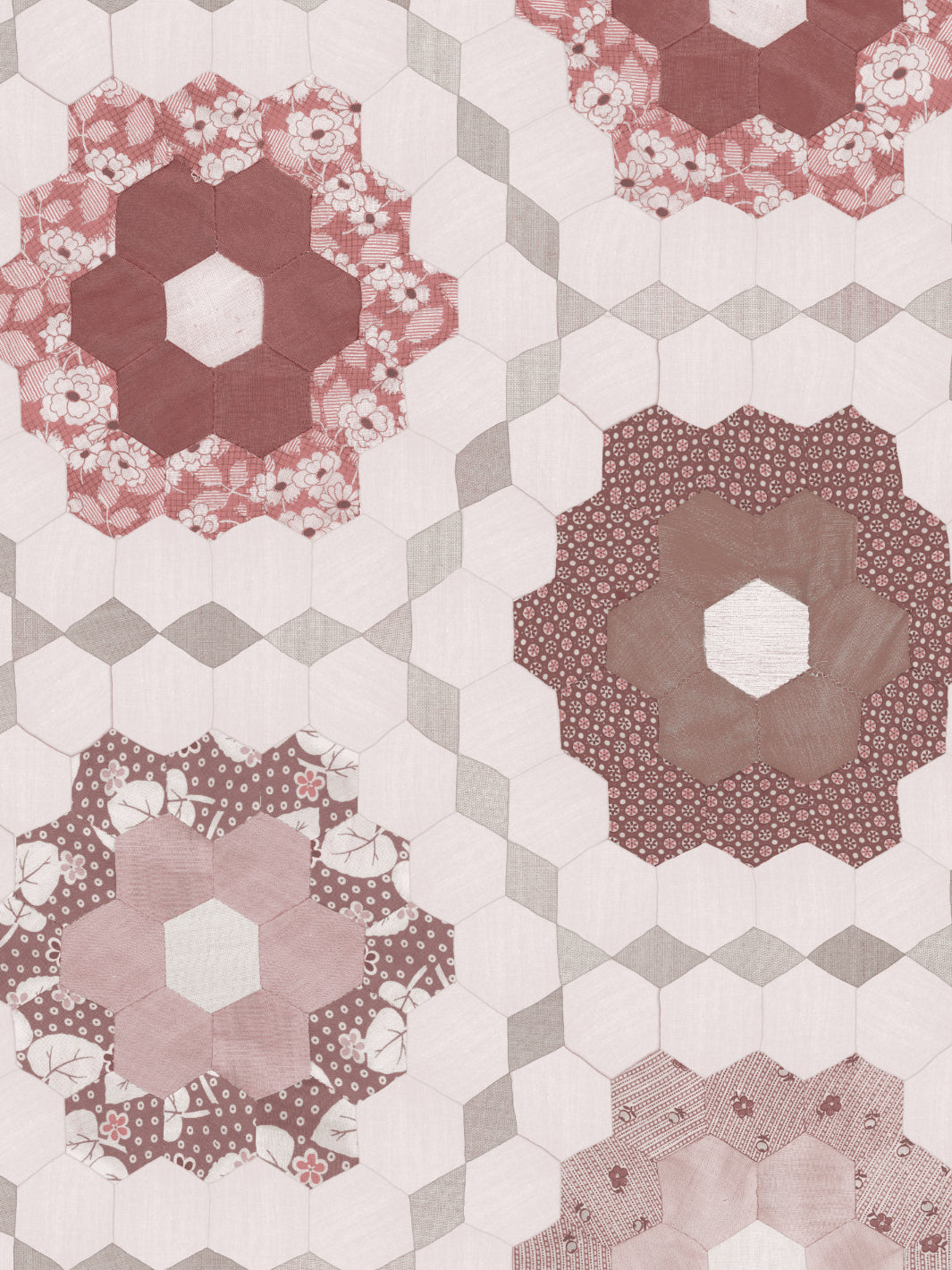 'Pinwheel Quilt' Wallpaper by Chris Benz - Port Wine