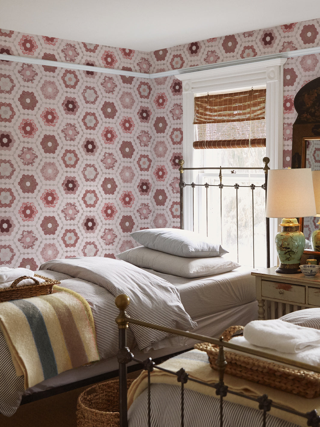 'Pinwheel Quilt' Wallpaper by Chris Benz - Port Wine