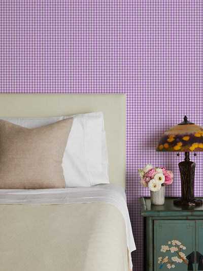 'Pixie Gingham' Wallpaper by Sarah Jessica Parker - Lilac