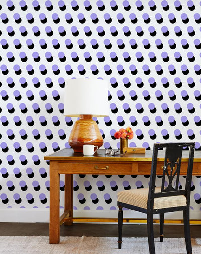 'Pop Dots' Wallpaper by Clare V. - Lavender