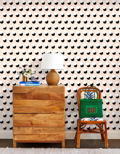 'Pop Dots' Wallpaper by Clare V. - Peach