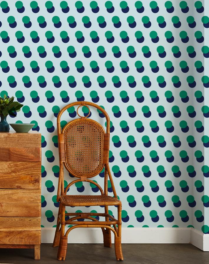 'Pop Dots' Wallpaper by Clare V. - Sky