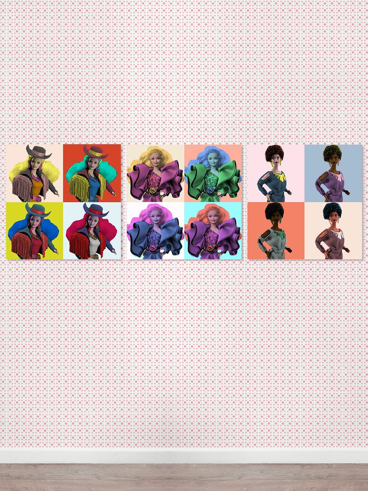 pop print western barbie on acrylic