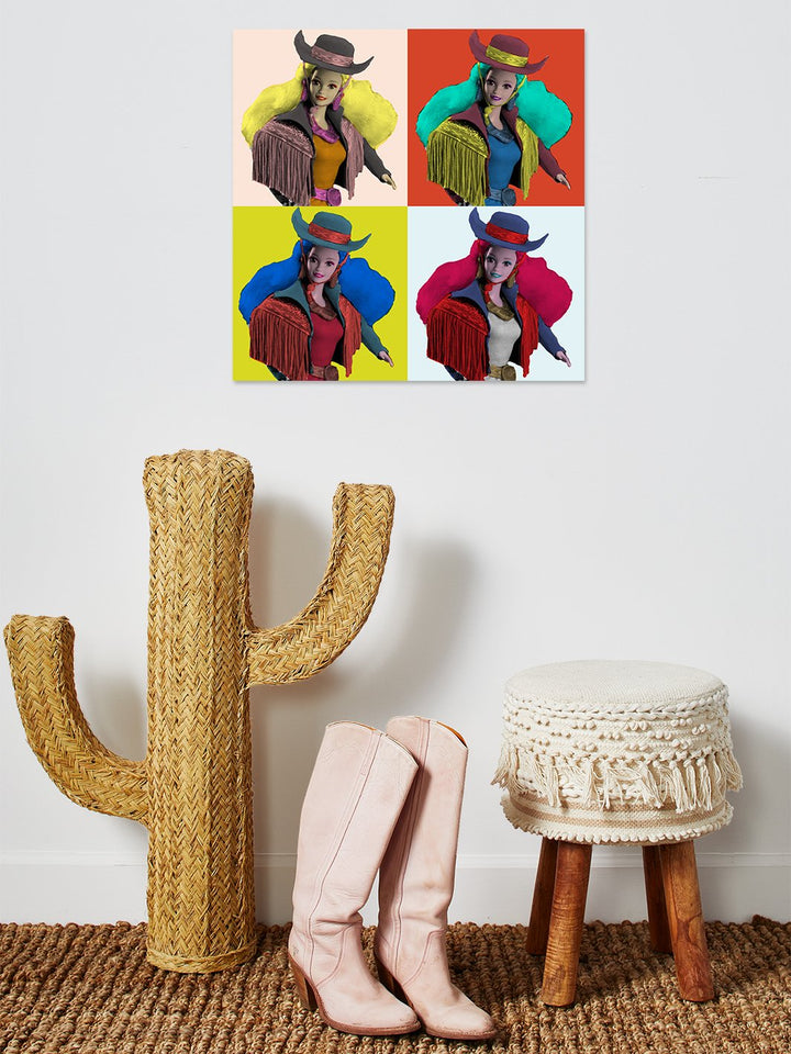 pop print western barbie on acrylic