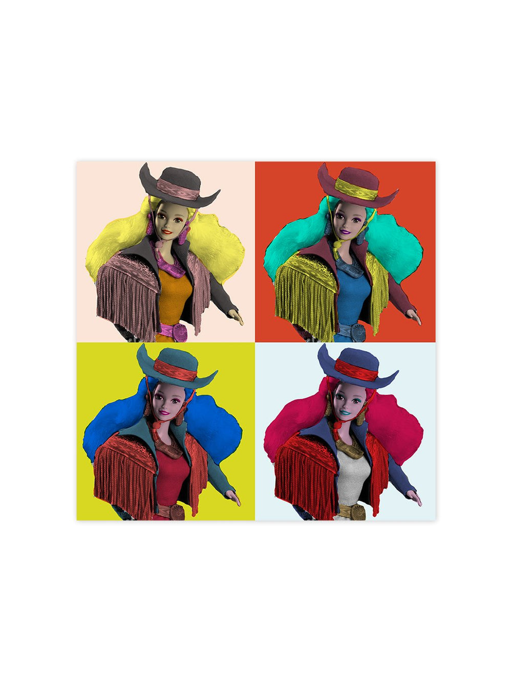 pop print western barbie on acrylic