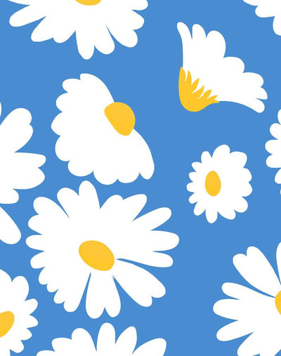 'Pop Daisy' Wallpaper by Wallshoppe - Cerulean