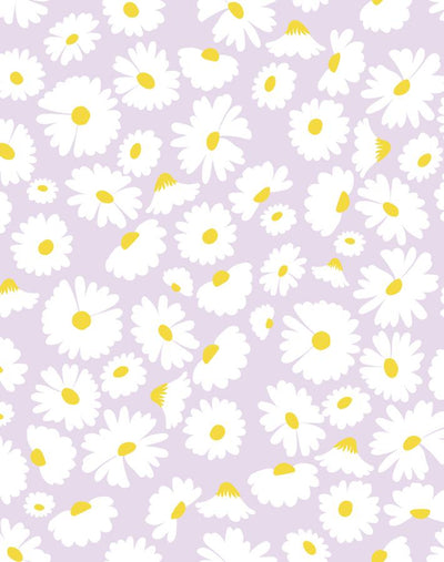 'Pop Daisy' Wallpaper by Wallshoppe - Lavender