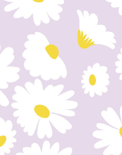 'Pop Daisy' Wallpaper by Wallshoppe - Lavender